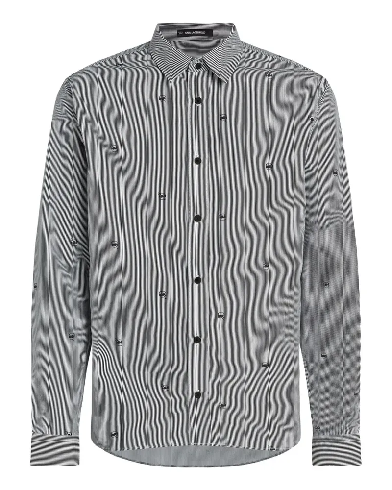 Karl Lagerfeld Gestreiftes Ikon Hemd - Schwarz Schwarz