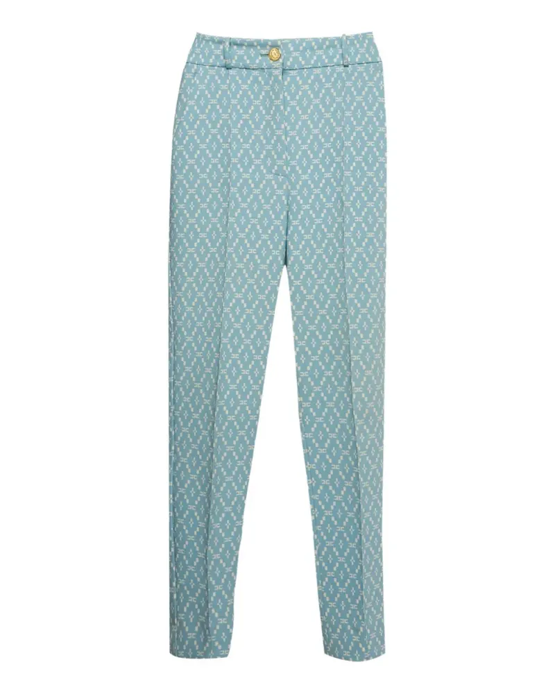 Elisabetta Franchi logo-print crepe trousers - Blau Blau