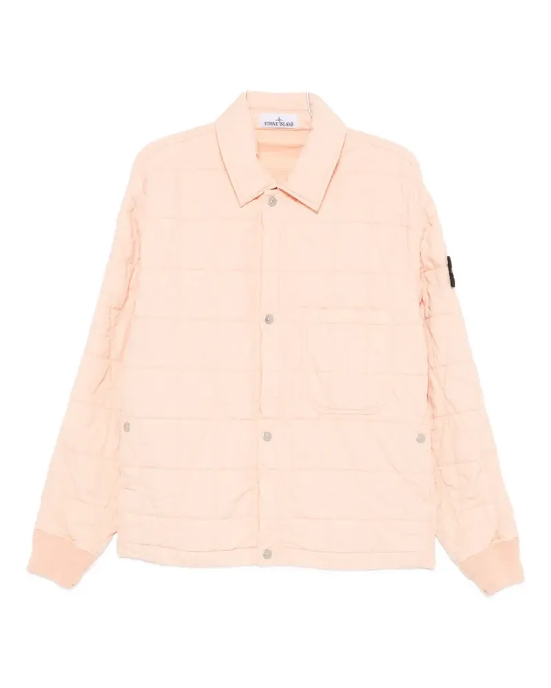 Stone quilted logo-patch padded jacket - Rosa Rosa