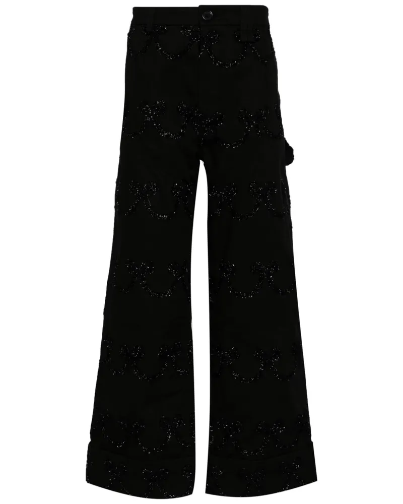 Simone Rocha Hose mit weitem Bein - Schwarz Schwarz