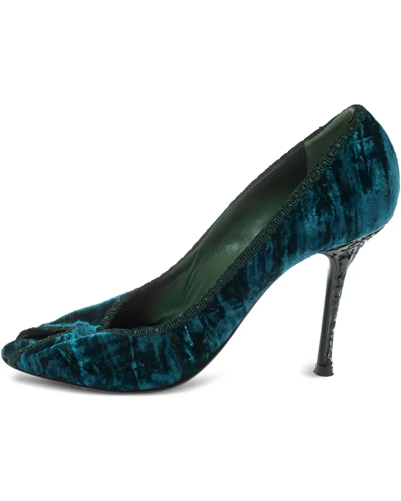 Le Silla Pre-owned Peeptoe-Pumps aus Samt 100mm - Blau Blau