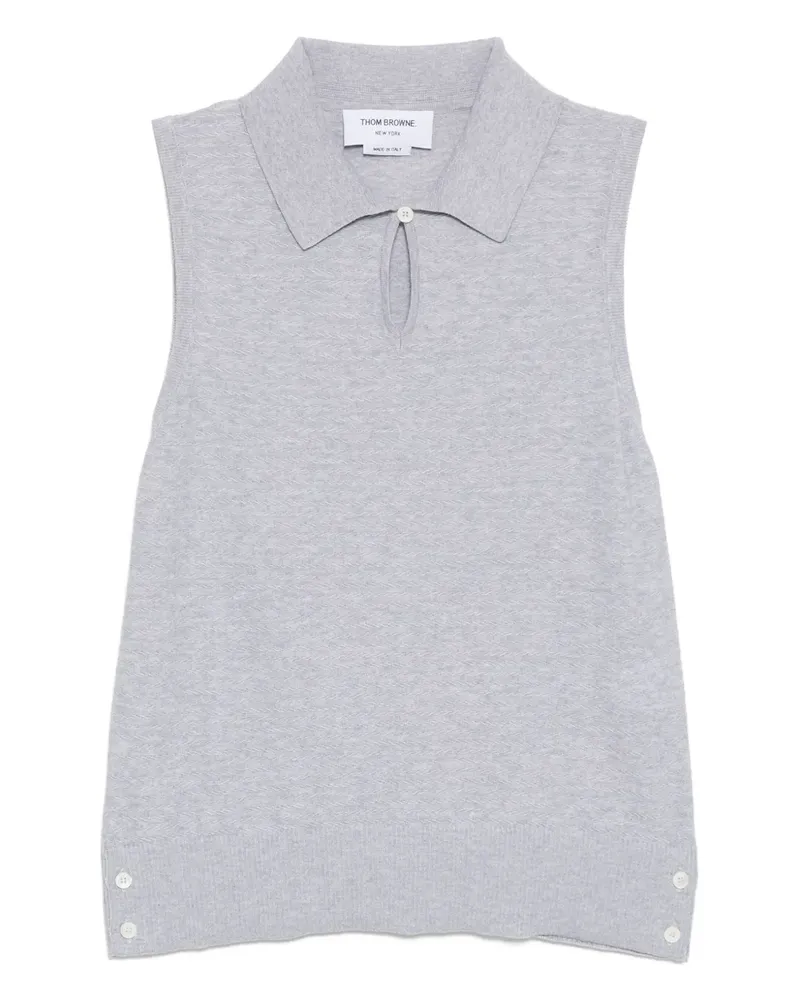 Thom Browne Polo-Oberteil mit Zopfmuster - 065 LT GREY 065
