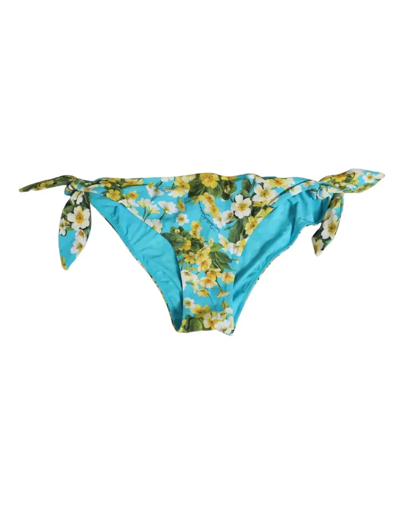 Dolce & Gabbana floral-print side-tie bikini bottoms - Blau Blau
