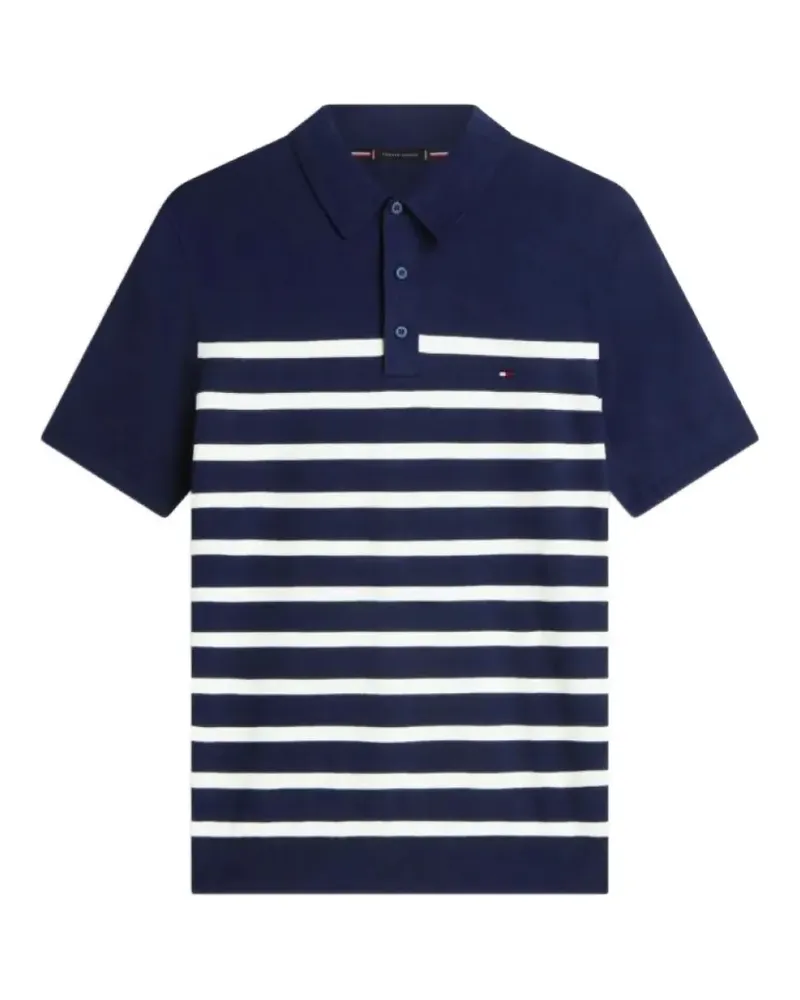 Tommy Hilfiger horizontal-stripe embroidered-logo sweater - Blau Blau