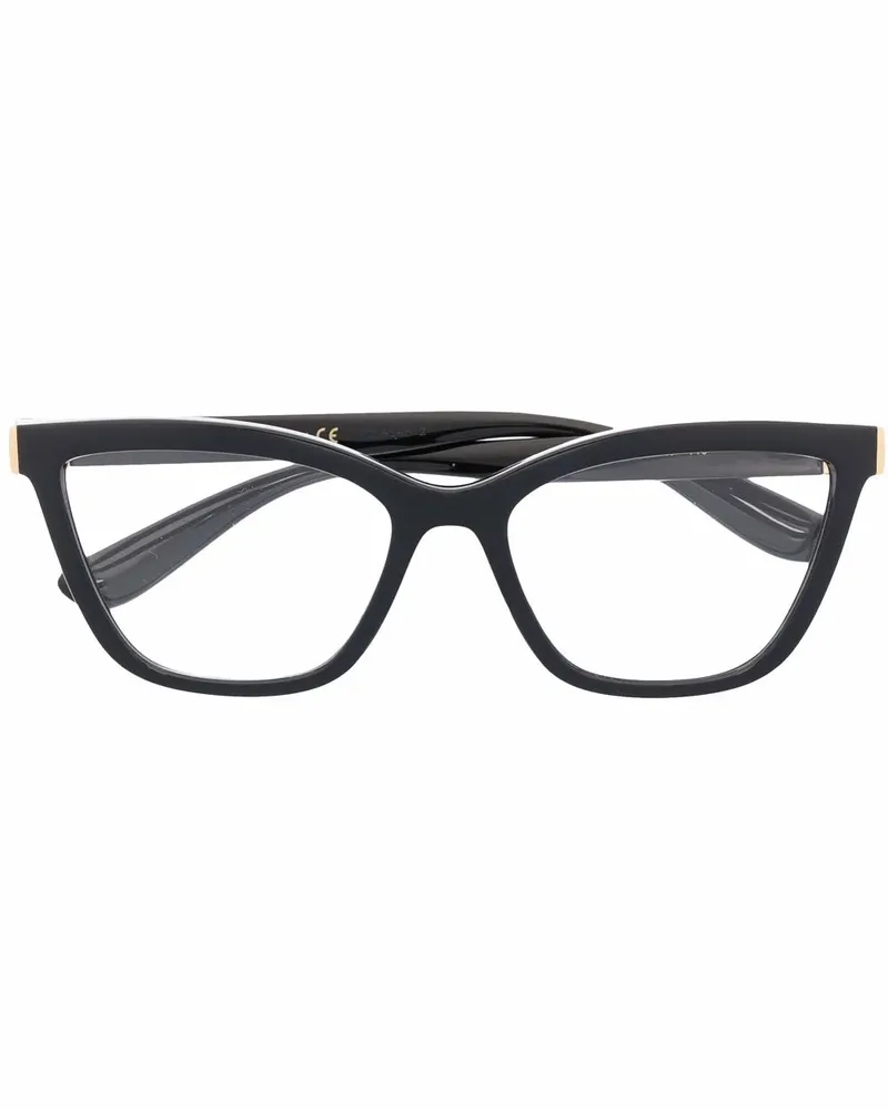 Dolce & Gabbana Cat-Eye-Brille mit Logo - Schwarz Schwarz