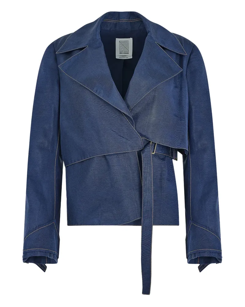 Rosie Assoulin ridged moiré belted jacket - Blau Blau