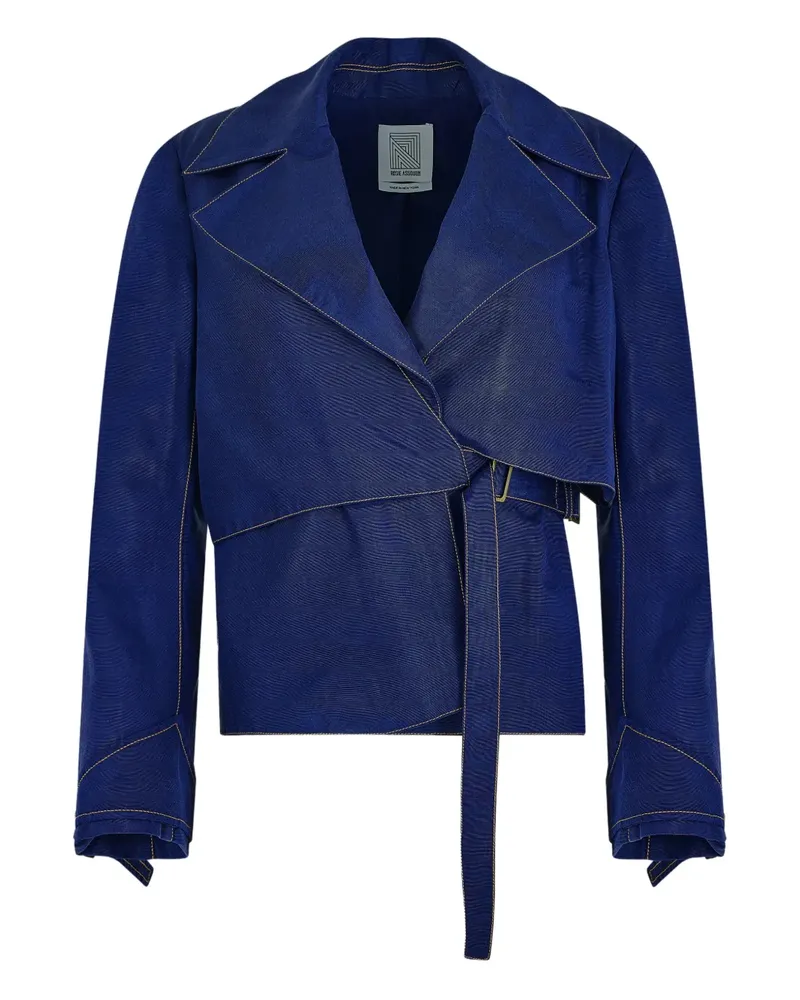 Rosie Assoulin ridged moiré belted jacket - Blau Blau