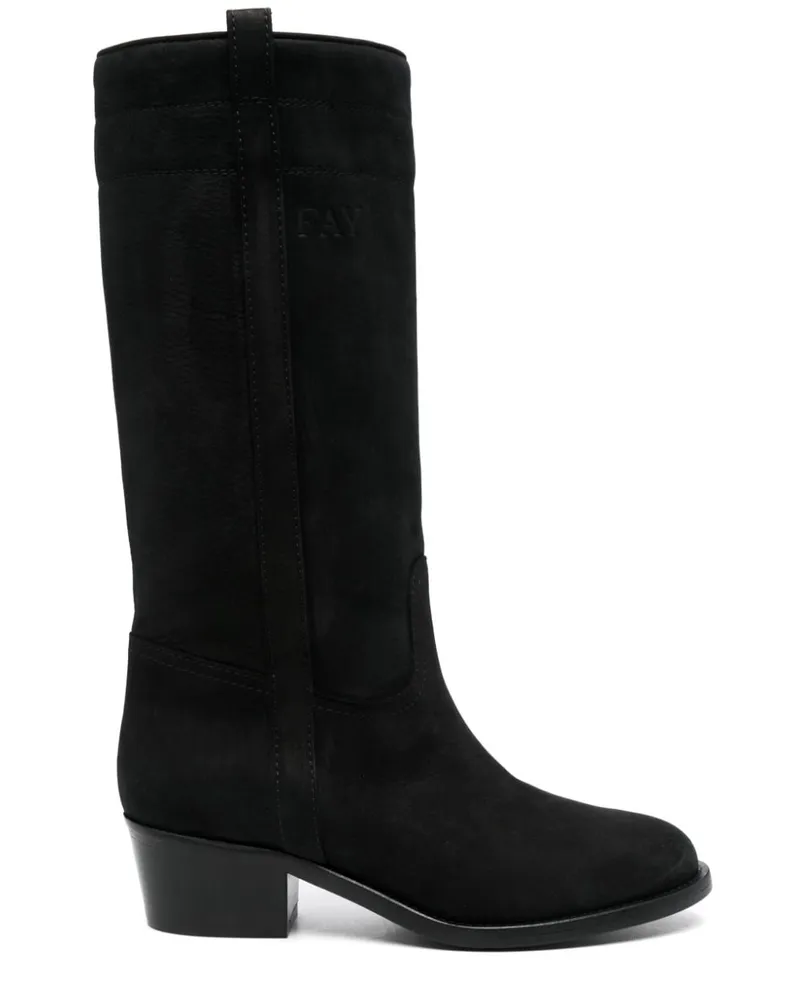 Fay Stiefel aus Wildleder 45mm - Schwarz Schwarz
