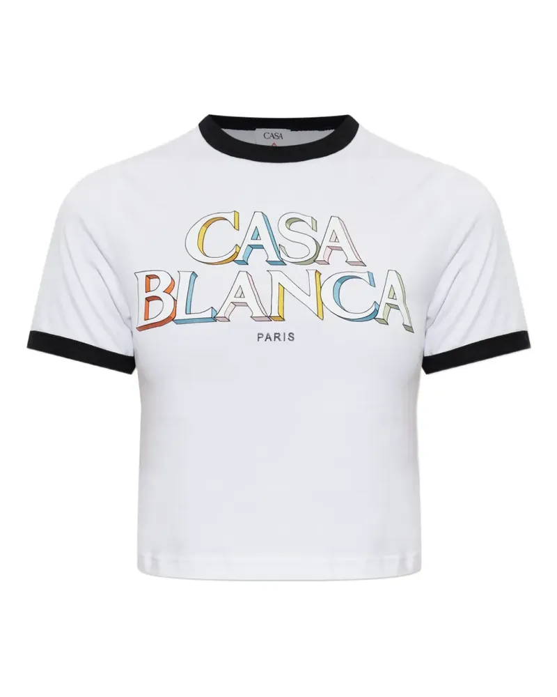 Casablanca Paris Cropped-T-Shirt mit Logo-Print - Weiß Weiß