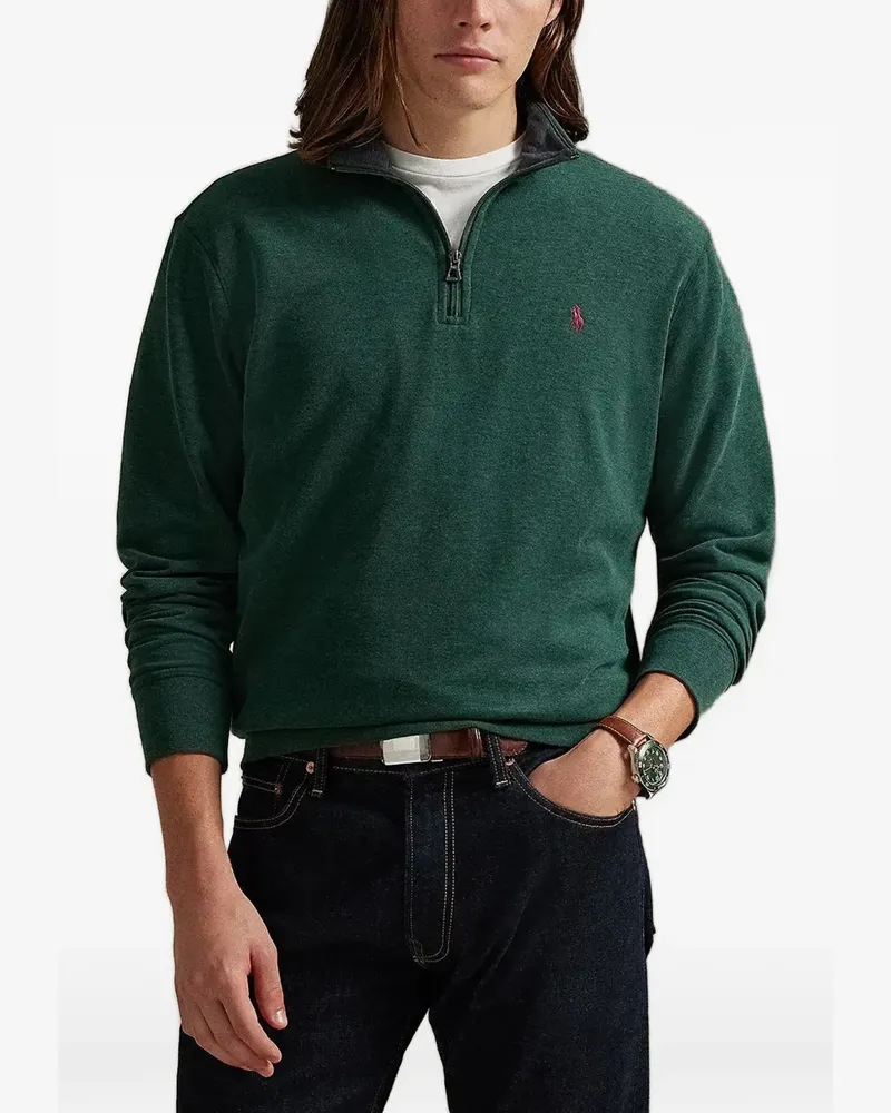Ralph Lauren quarter-zip embroidered-logo sweater - Grün Grün