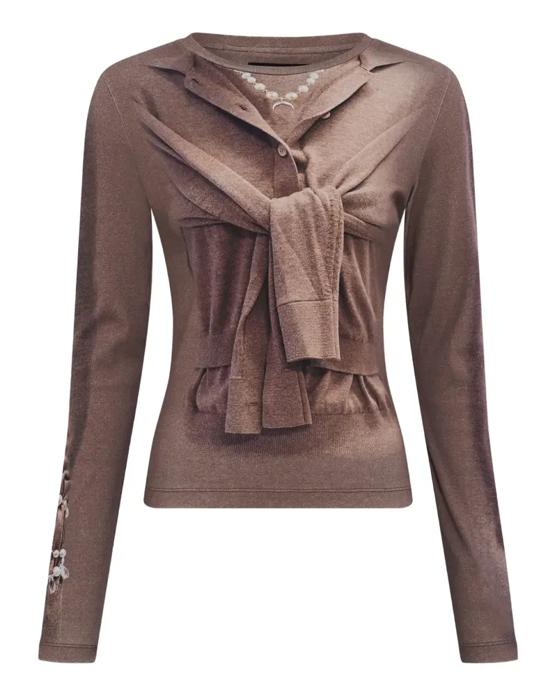 Marine Serre trompe oeil long-sleeve T-shirt - Nude Nude