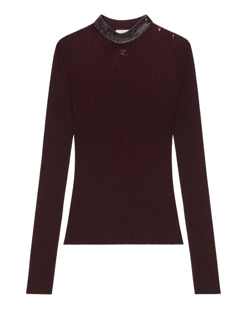 Courrèges Gerippter Pullover mit Vinyl-Kragen - Violett Violett