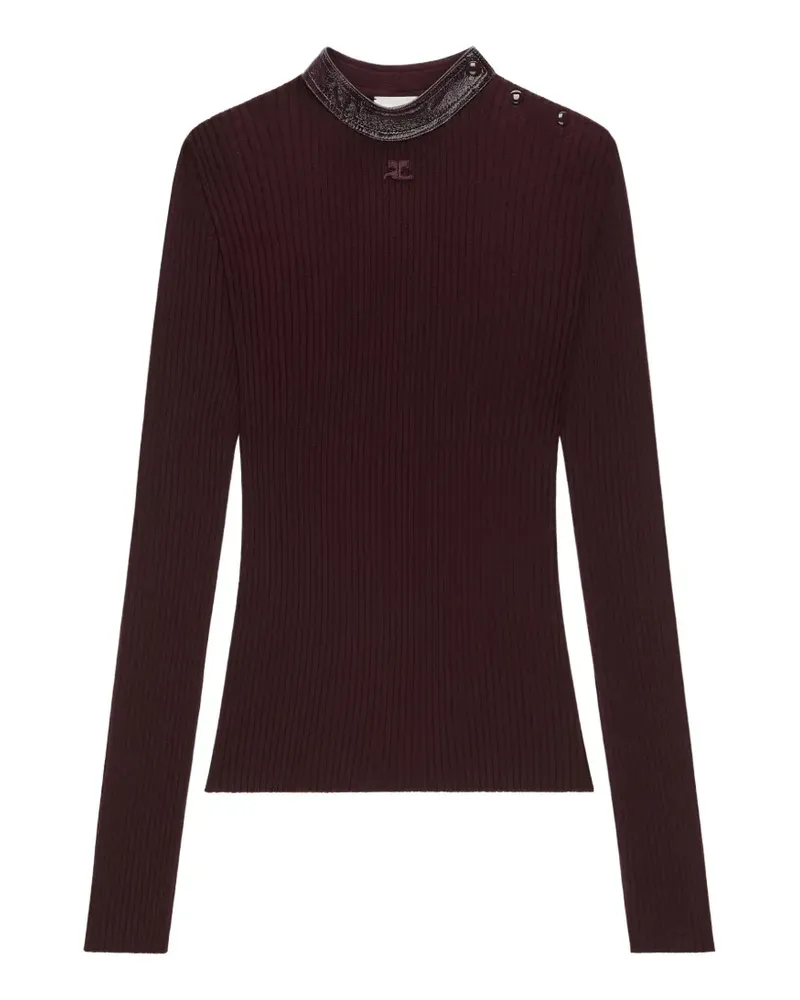 Courrèges Gerippter Pullover mit Vinyl-Kragen - Violett Violett