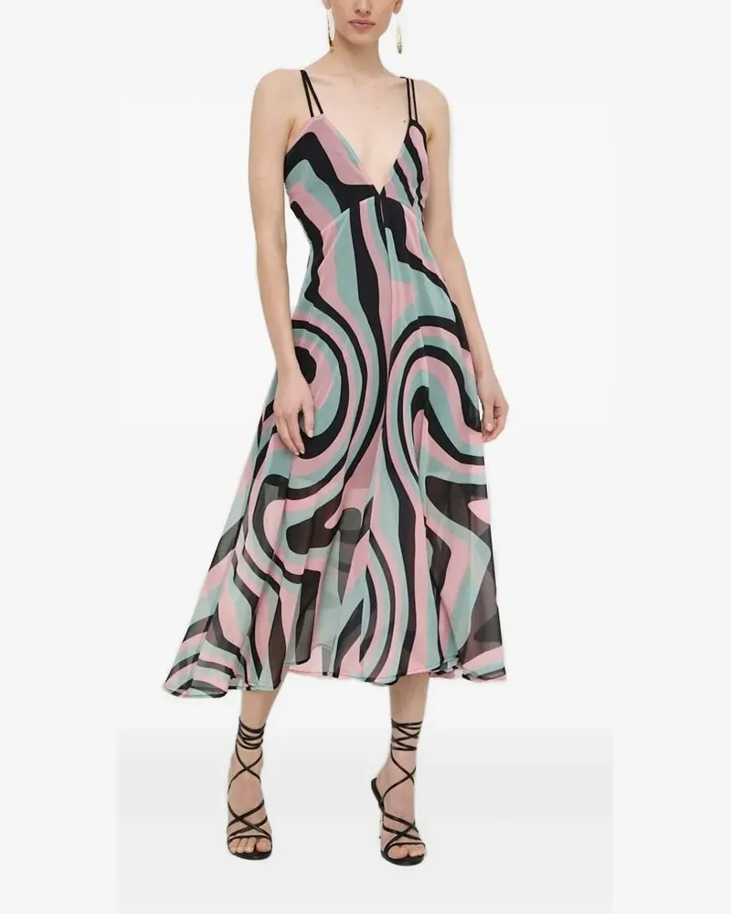 Silvian Heach Midikleid mit geometrischem Print - Schwarz Schwarz