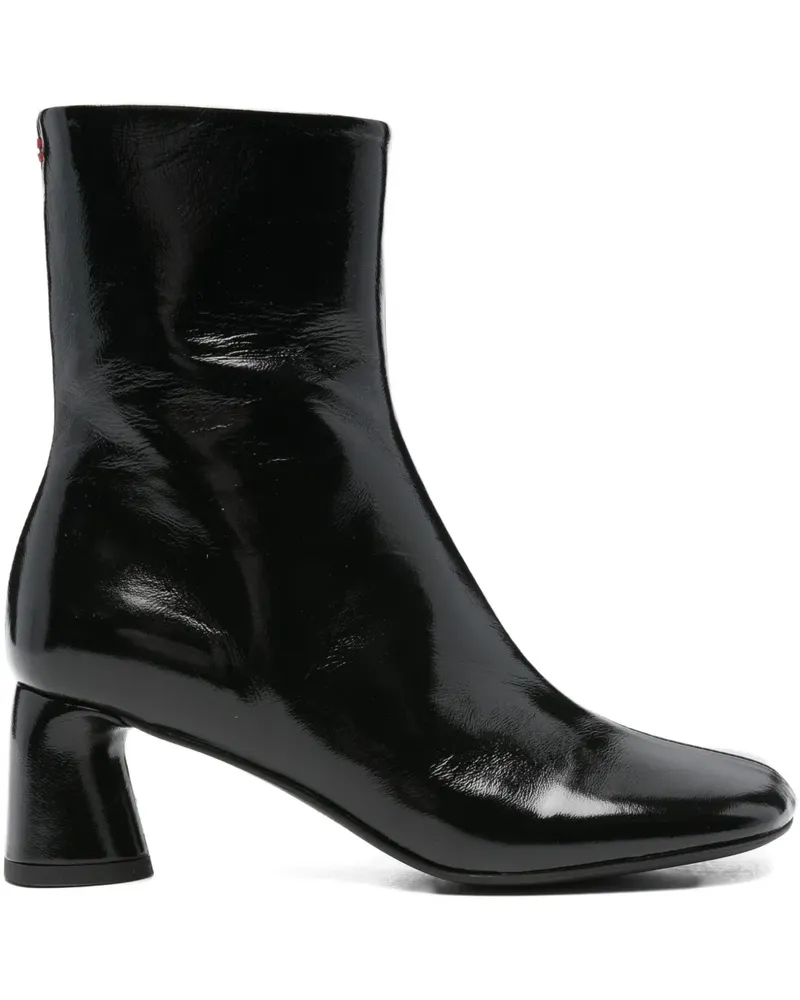 HALMANERA Stiefel aus Lackleder mit Blockabsatz 55mm - Schwarz Schwarz