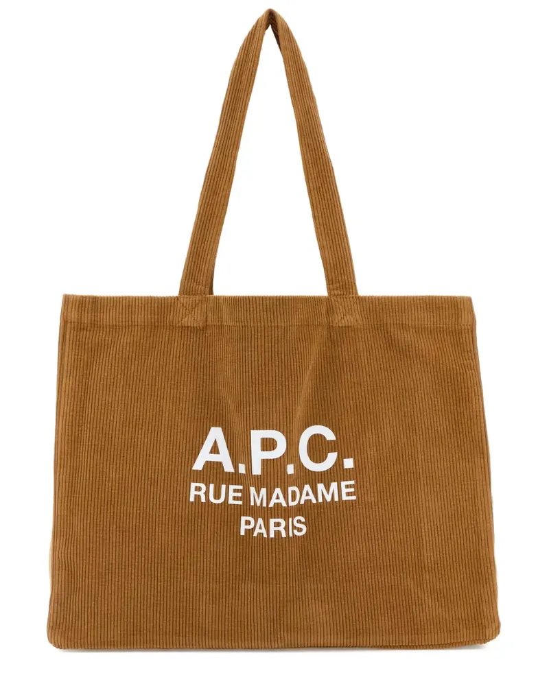 A.P.C. Tote Bag aus Cord mit Logo-Print - Braun Braun