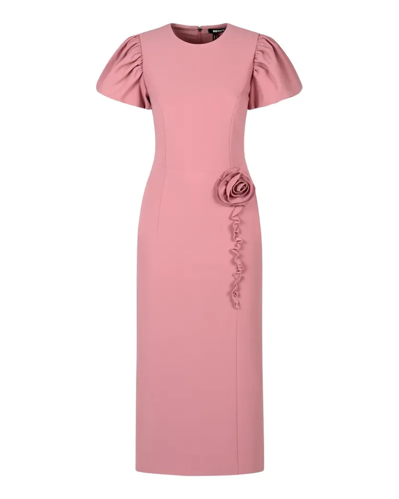 ROTATE Birger Christensen Gerüschtes Kleid mit Blumenapplikation - Rosa Rosa