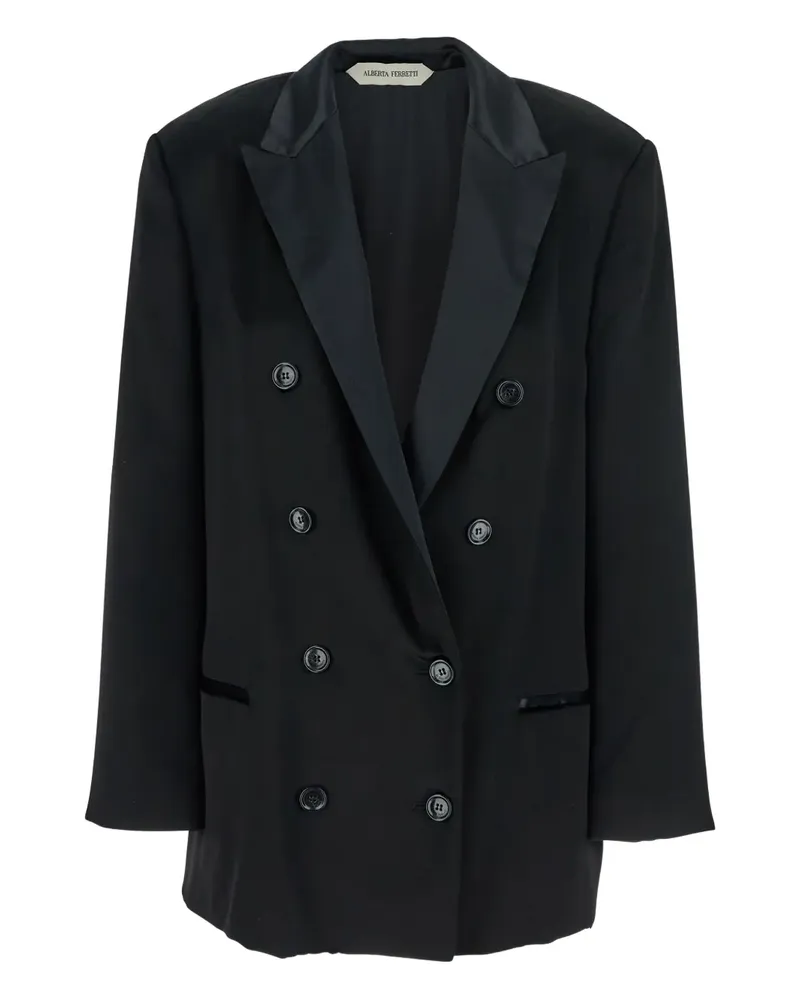 Alberta Ferretti Doppelreihige Jacke mit Satinrevers - Schwarz Schwarz