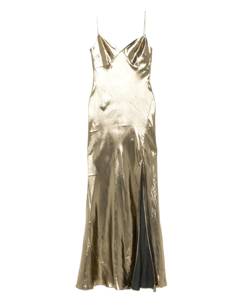 Self-Portrait metallic-effect maxi dress - Gold Gold