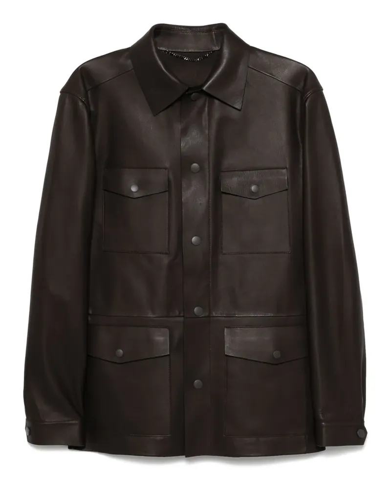 Canali Jacke im Military-Look - Braun Braun