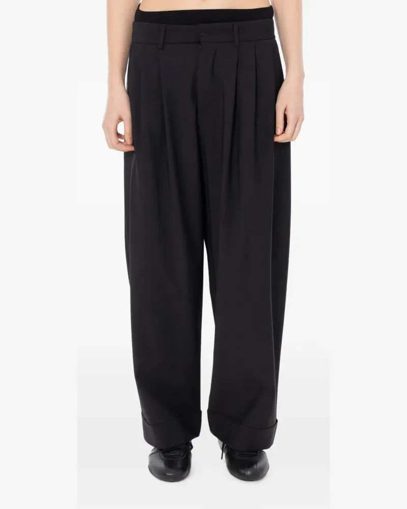 MEIMEIJ Plissierte Hose mit Umschlag - Schwarz Schwarz