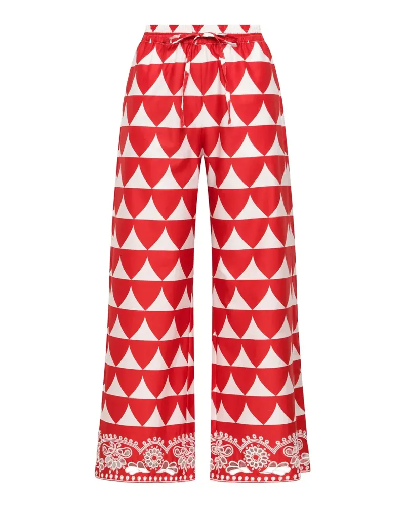 Maliparmi optical-print broderie-trim trousers - Rot Rot