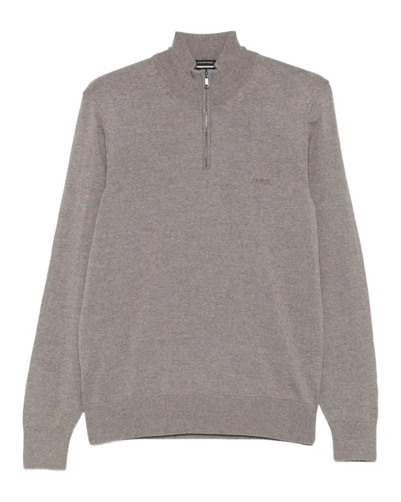 HUGO BOSS quarter-zip virgin wool sweater - Braun Braun