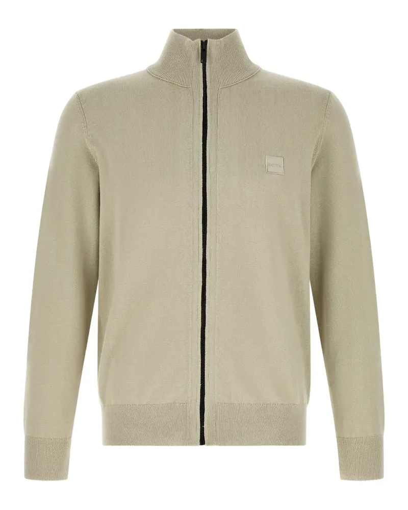 HUGO BOSS logo-patch zip-up cardigan - Nude Nude