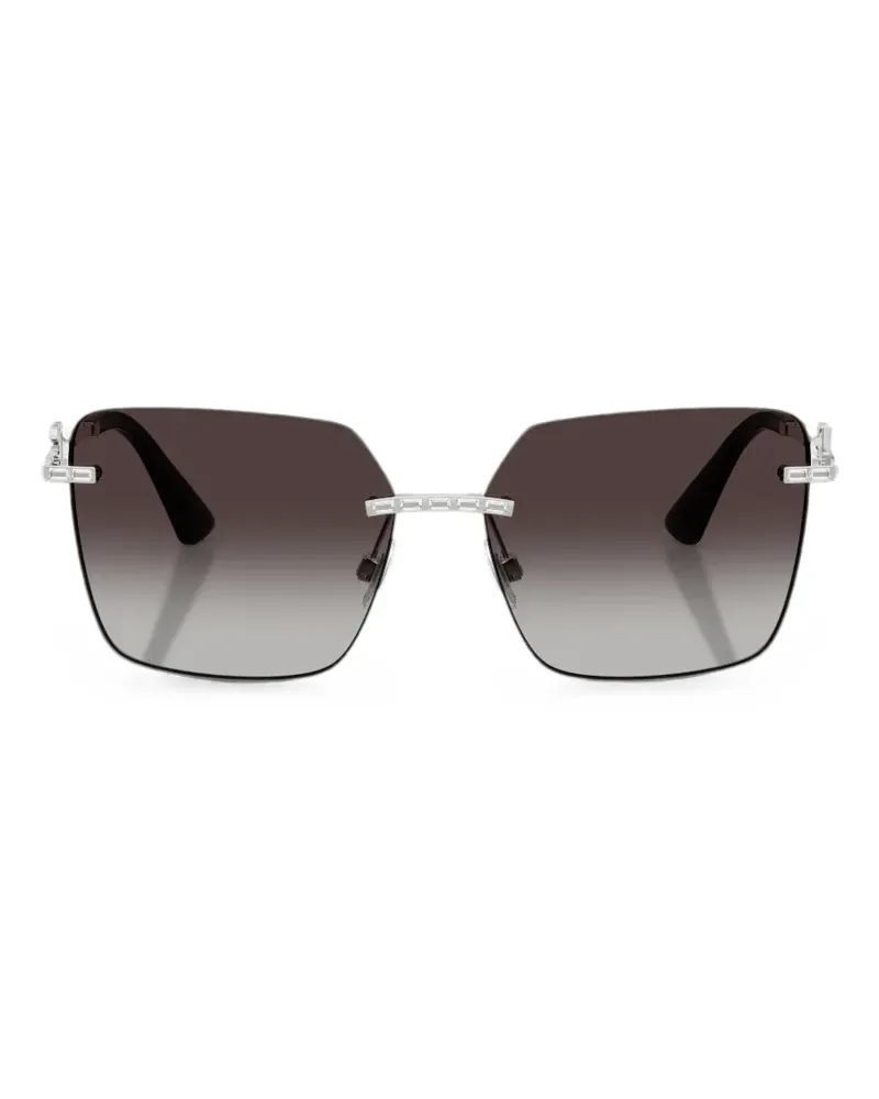 Dolce & Gabbana crystal-embellished geometric-frame sunglasses - Silber Silber