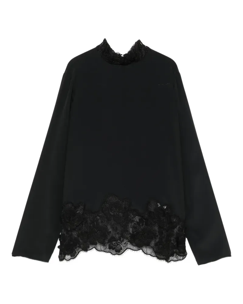 Fabiana Filippi Bluse mit Spitzeneinsätzen und Schleifendetail - Blau Blau