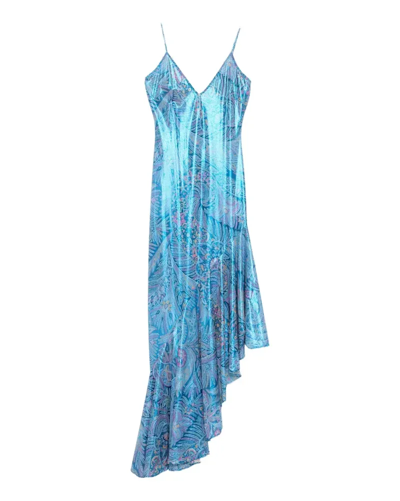 Etro paisley ruffled midi dress - Blau Blau