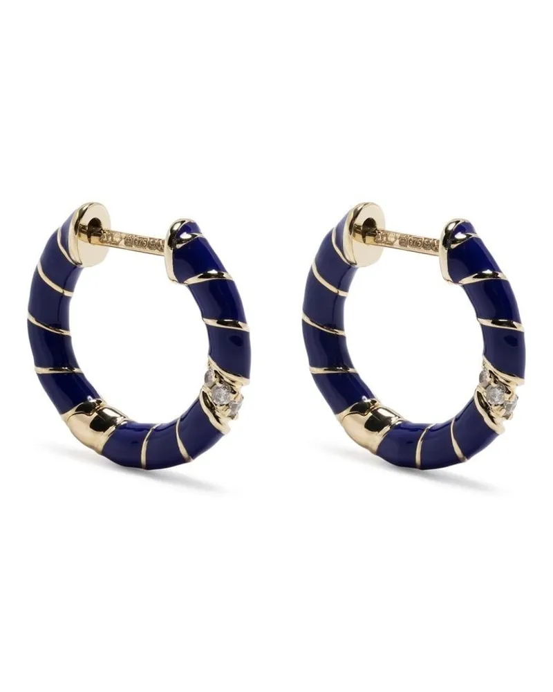 Yvonne Léon Emaillierte 9kt Gelbgoldcreolen mit Diamanten - Blau Blau