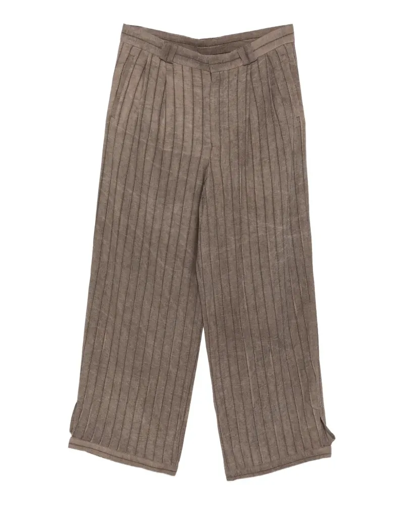 Emporio Armani vertical-stripe pleated trousers - Braun Braun