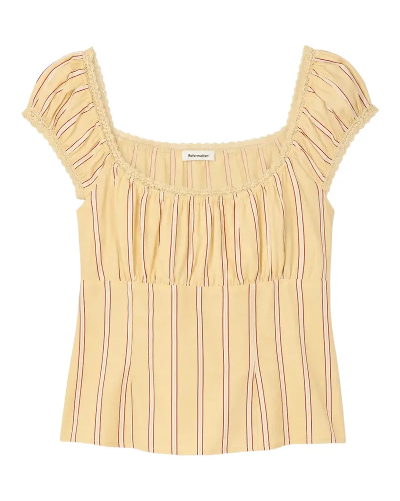 Reformation Amouret striped lace-trim top - Gelb Gelb