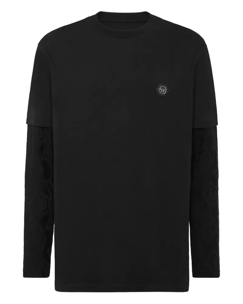 Philipp Plein T-Shirt mit Logo-Patch - Schwarz Schwarz