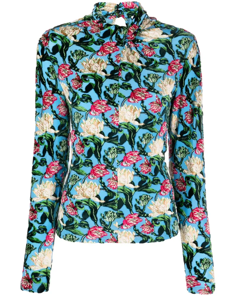 Paco Rabanne Jacquard-Top mit Blumen - Mehrfarbig Mehrfarbig