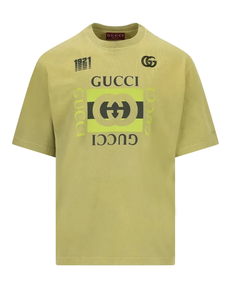 Gucci T-Shirt mit Logo-Print - Grün Grün