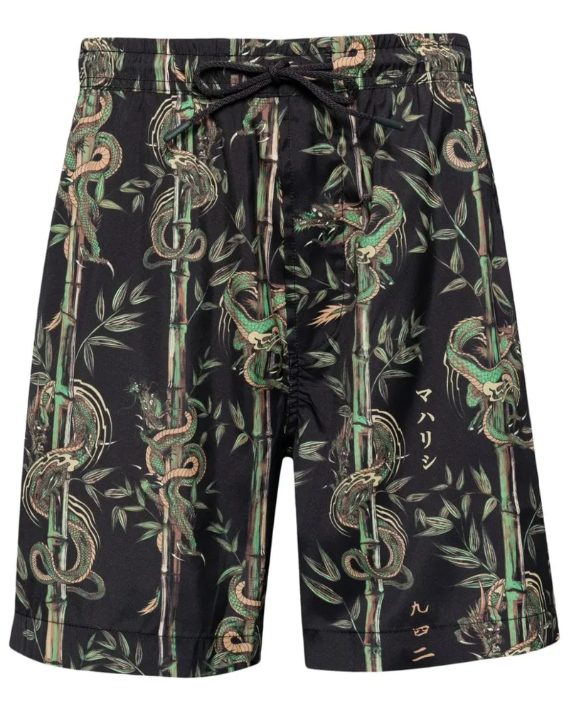 maharishi Dragon Bamboo Badeshorts - Schwarz Schwarz