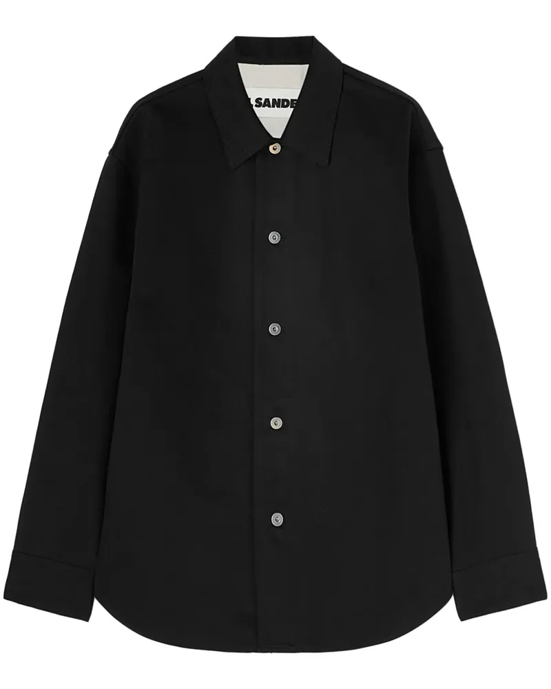 Jil Sander Jeanshemd mit Logo-Patch - Schwarz Schwarz