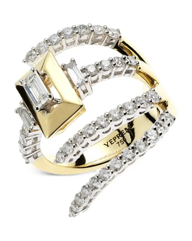 YEPREM 18kt Strada Gelb- und Weißgoldring mit Diamant Gold