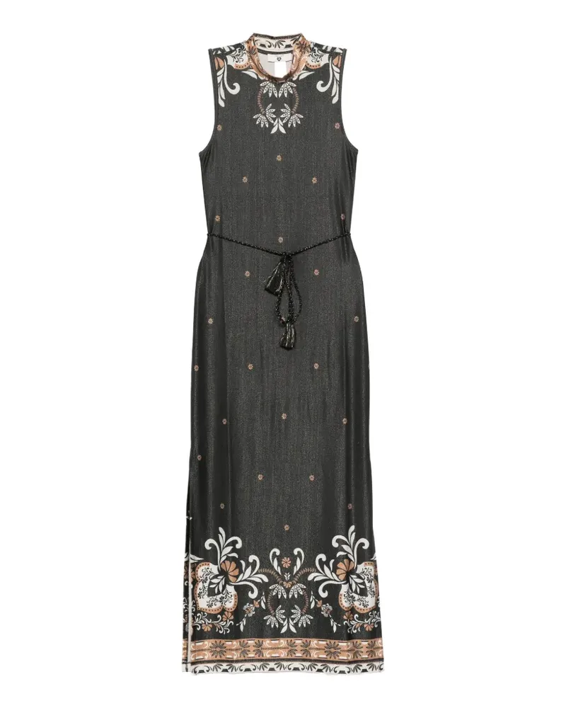 Twin-Set Strandkleid mit Blumen-Print - Schwarz Schwarz