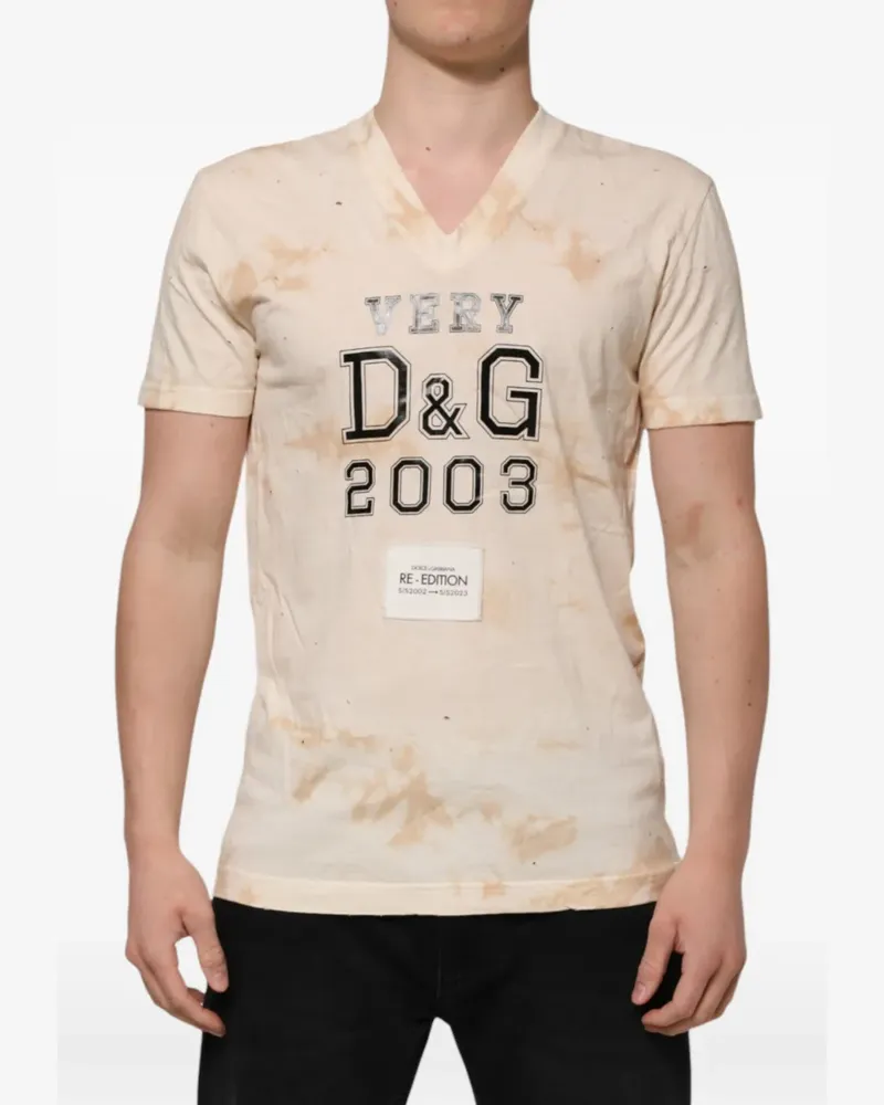 Dolce & Gabbana T-Shirt im Distressed-Look - Nude Nude