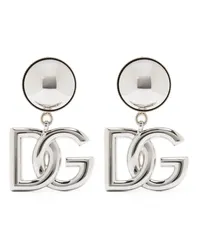 Dolce & Gabbana Ohrclips mit Logo-Schild Silber