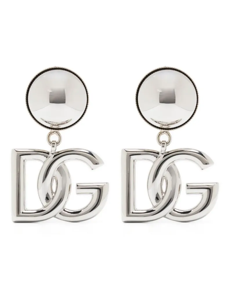 Dolce & Gabbana Ohrclips mit Logo-Schild - Silber Silber