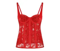 Korsett-Top mit Spitzendetail - Rot