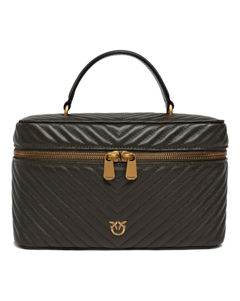 Pinko quilted zip leather makeup bag - Grün Grün