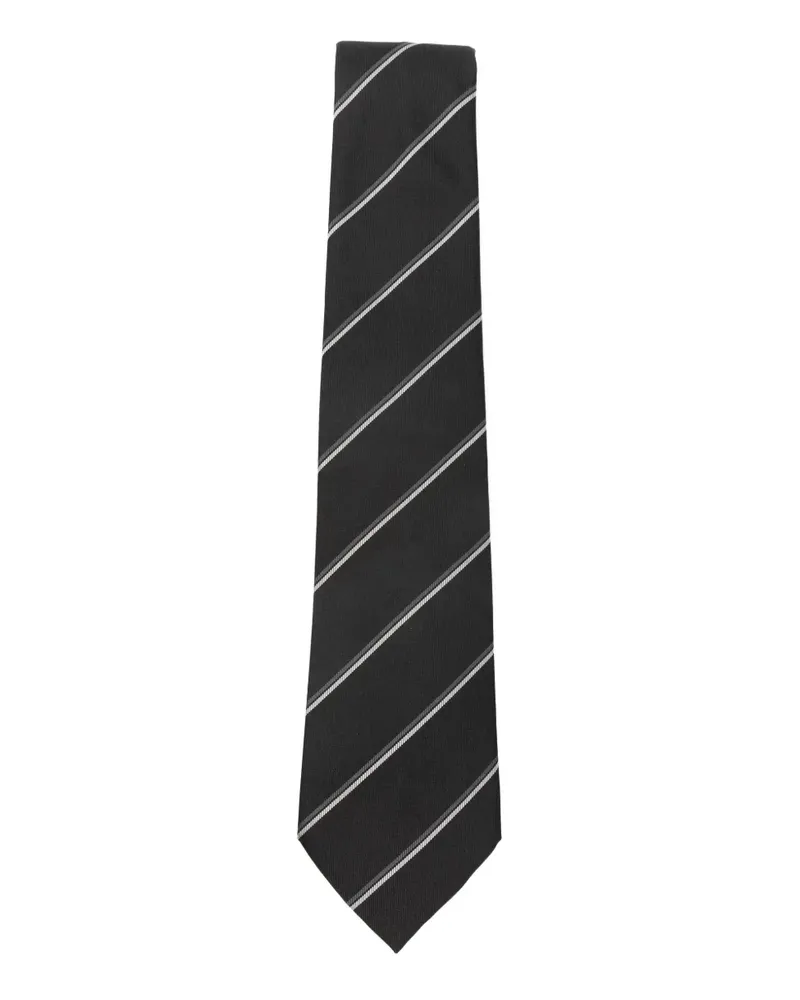 Saint Laurent Gestreifte Krawatte aus Seide - Schwarz Schwarz