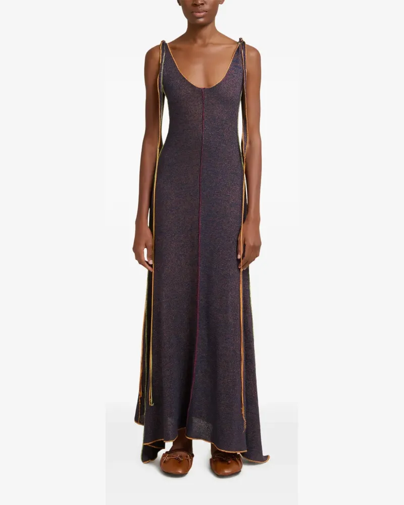 Marni Gestricktes Maxikleid mit Schleifenverschluss - Blau Blau