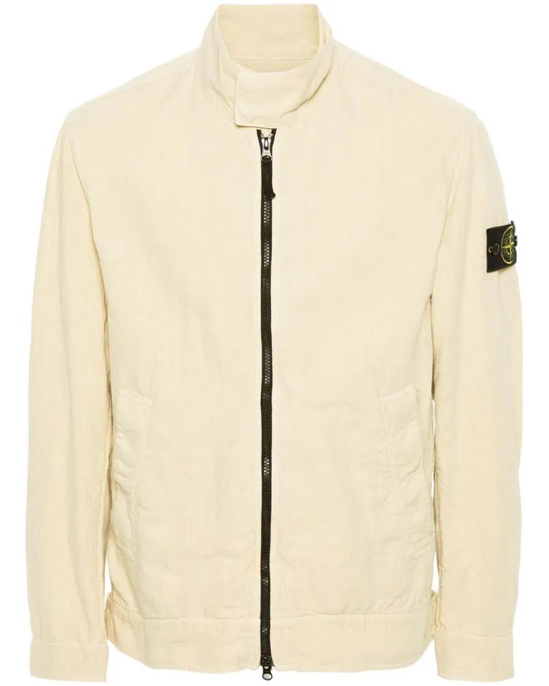 Stone Island Leinengemisch-Jacke mit Kompass-Patch - Nude Nude