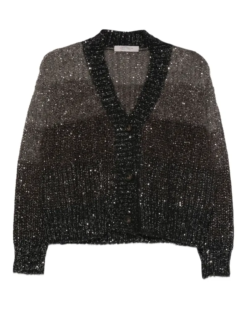 D.EXTERIOR Cardigan mit Pailletten und Dégradé-Effekt - Schwarz Schwarz